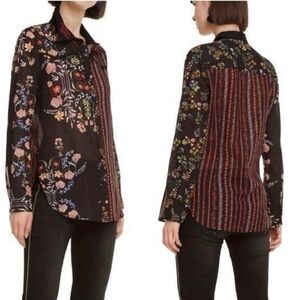 Desigual Leila mixed media button down shirt
